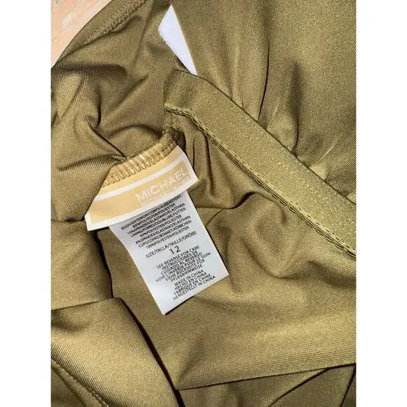 Michael Kors Radiant Chain Over the Shoulder One-Piece olive green size 12 - Picture 6 of 9